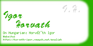 igor horvath business card